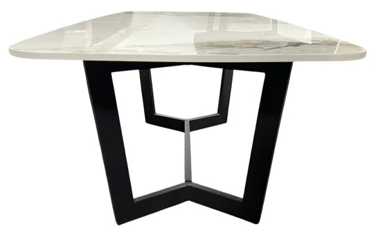 Lucien 150cm White Grey Dining Table With Black Legs