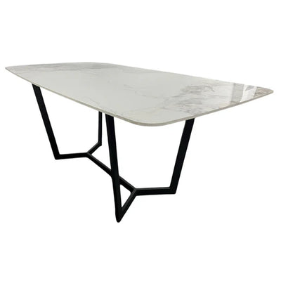 Lucien 150cm White Grey Dining Table With Black Legs