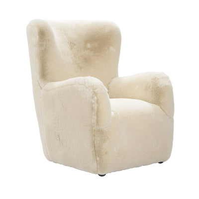 Manhattan Designs Bear Dawn Cream Fur Fabric Accent Chair