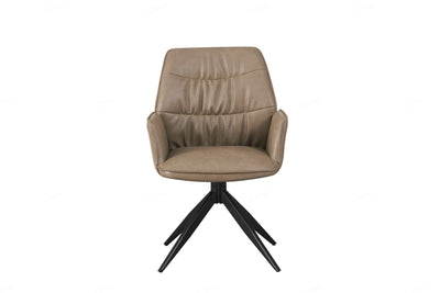 Berlish PU Leather Swivel Dining Chairs With Black Metal Base - Pairs - 2 Colours