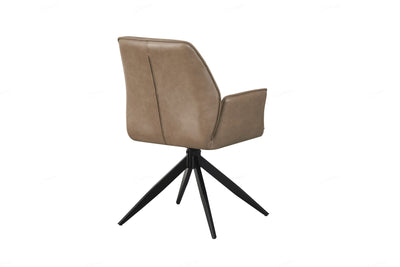 Berlish PU Leather Swivel Dining Chairs With Black Metal Base - Pairs - 2 Colours