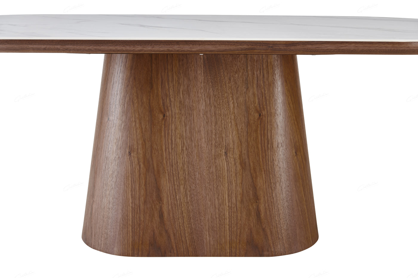 Blanco 200cm Oval Walnut & White Ceramic Sintered Marble Dining Table