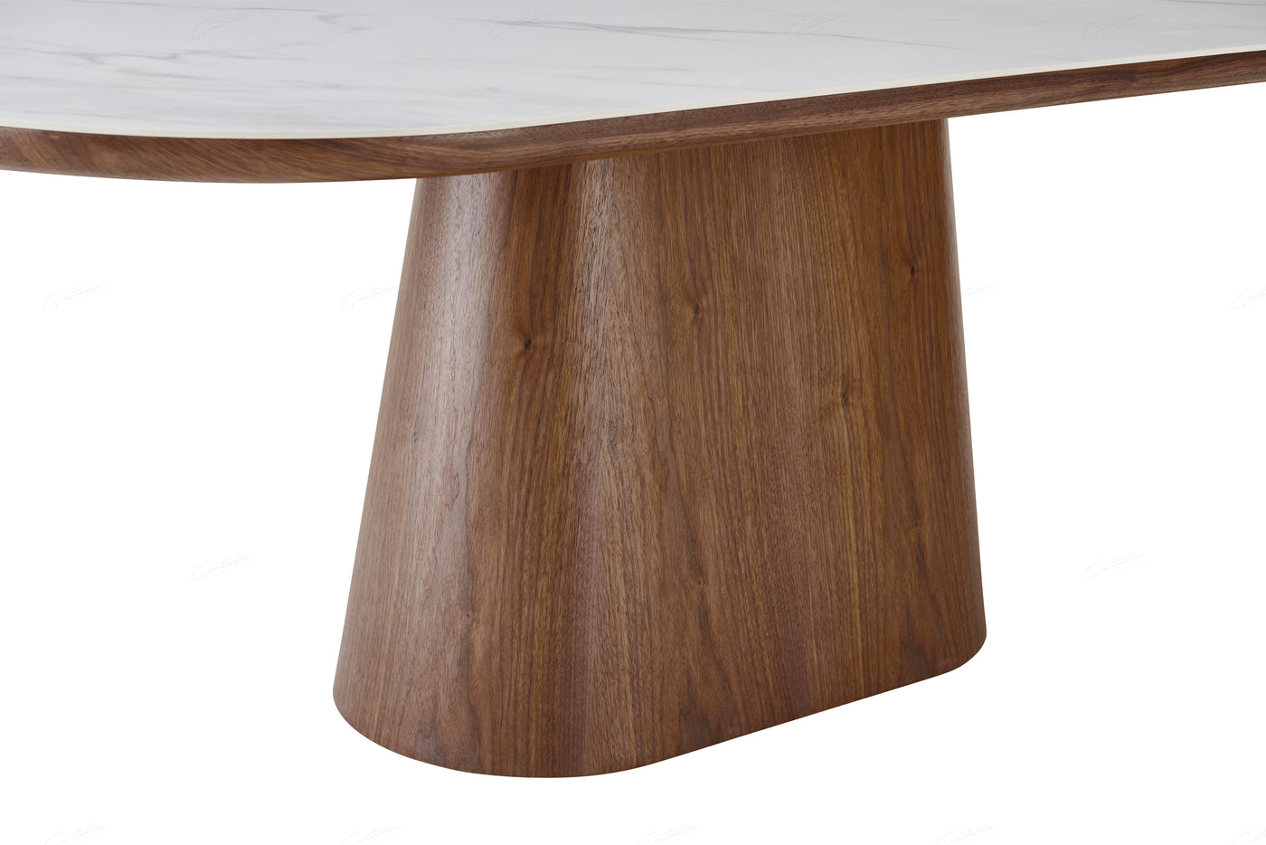 Blanco 200cm Oval Walnut & White Ceramic Sintered Marble Dining Table