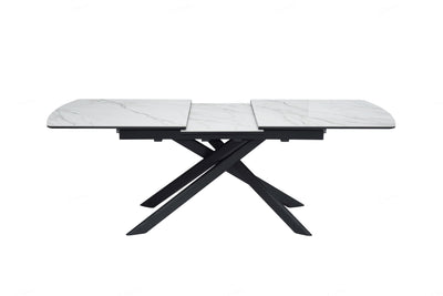 Cosmo 180-230cm White Ceramic Marble Dining Table