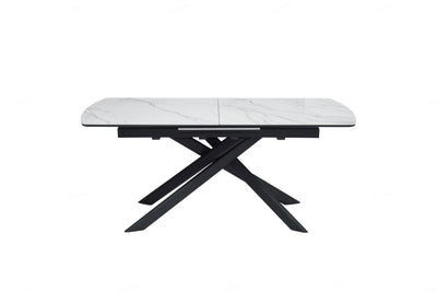 Cosmo 180-230cm White Ceramic Marble Dining Table