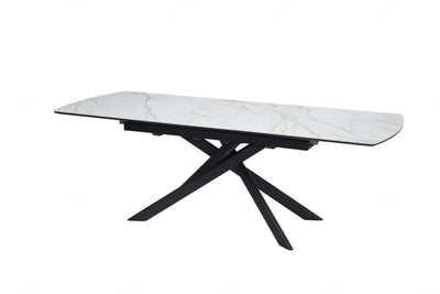 Cosmo 180-230cm White Ceramic Marble Dining Table