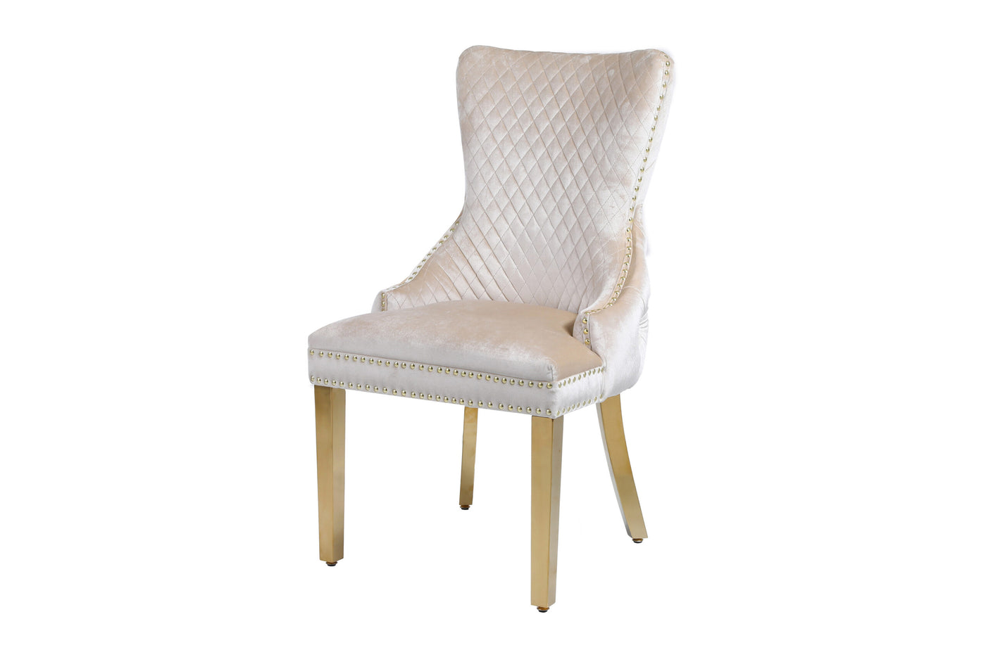 Louis Gold Round Cream Marble 110cm Dining Table + Cream Gold Lion Knocker Velvet Dining Chairs