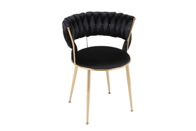 Camilla Luxury Black & Gold Velvet Dining Chair Gold Legs