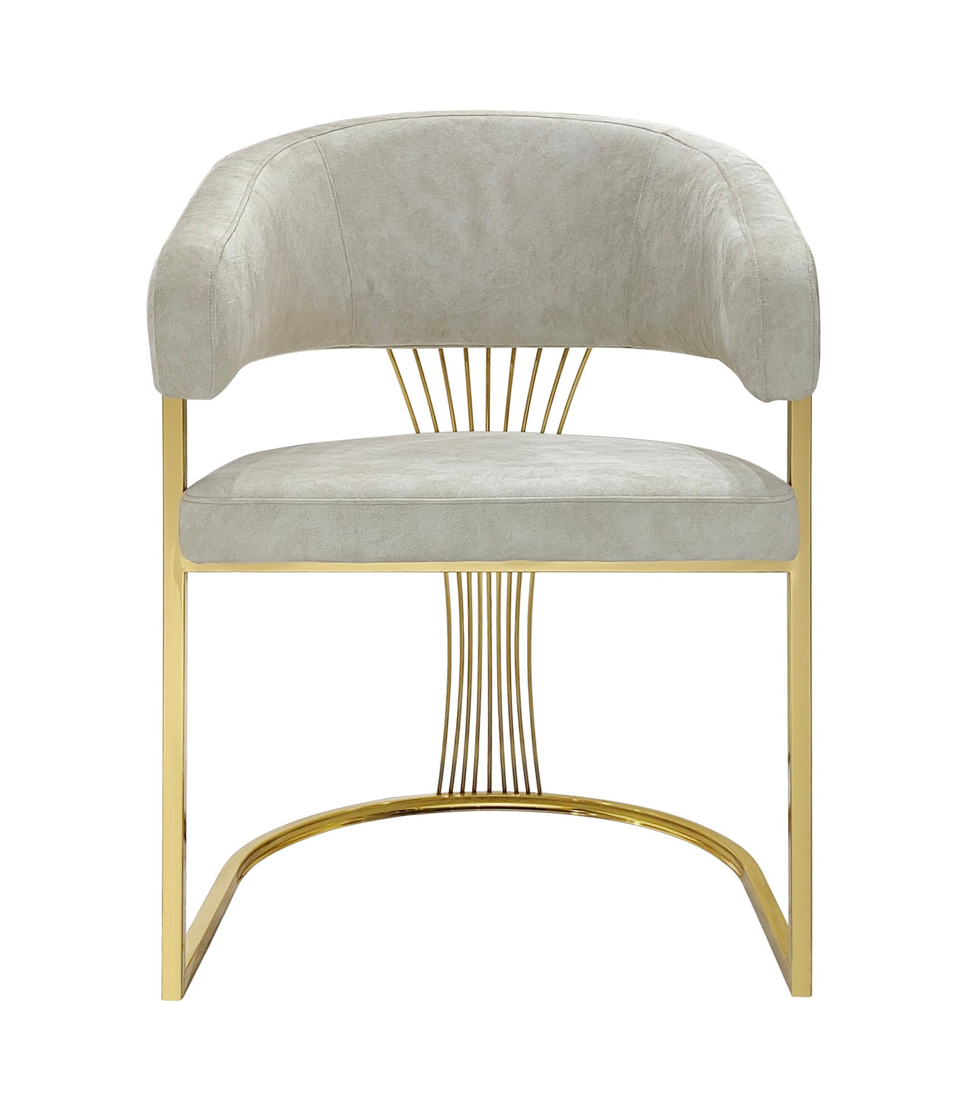 Porto Cream / Gold Leathaire Fabric Dining Chair