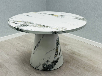 Capri 110cm Round White Marble Effect Dining Table