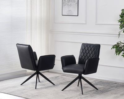 Eclat PU Leather Swivel Dining Chairs With Black Metal Base - Pairs - 2 Colours