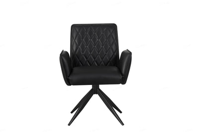 Eclat PU Leather Swivel Dining Chairs With Black Metal Base - Pairs - 2 Colours