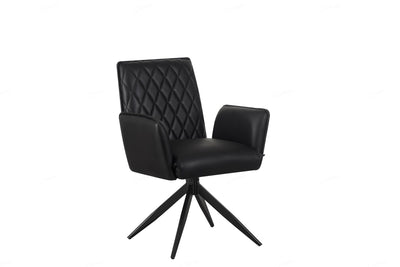 Eclat PU Leather Swivel Dining Chairs With Black Metal Base - Pairs - 2 Colours