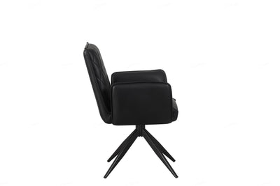 Eclat PU Leather Swivel Dining Chairs With Black Metal Base - Pairs - 2 Colours