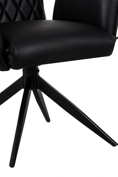 Eclat PU Leather Swivel Dining Chairs With Black Metal Base - Pairs - 2 Colours