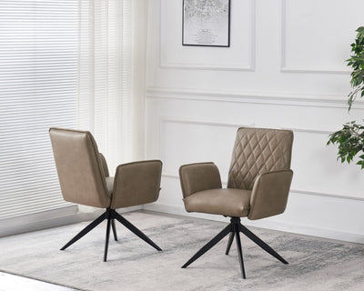 Eclat PU Leather Swivel Dining Chairs With Black Metal Base - Pairs - 2 Colours