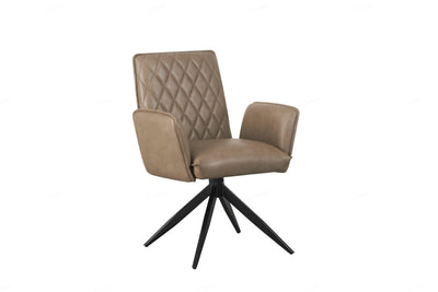 Eclat PU Leather Swivel Dining Chairs With Black Metal Base - Pairs - 2 Colours