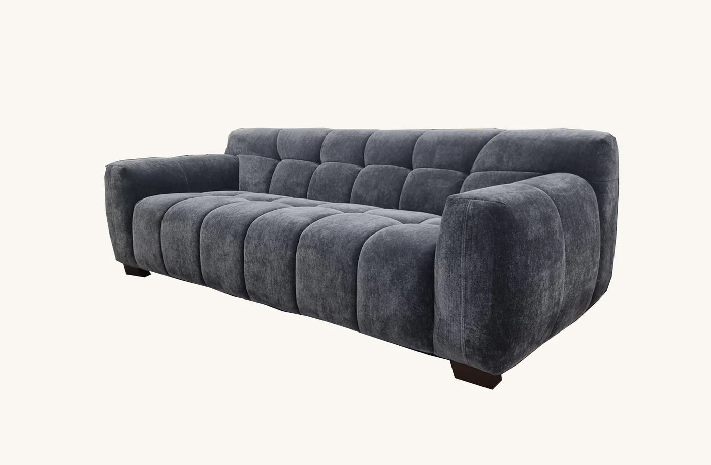 The Harlem Steel Boucle Velvet 4 Seater Premium Sofa Boucle Fabric