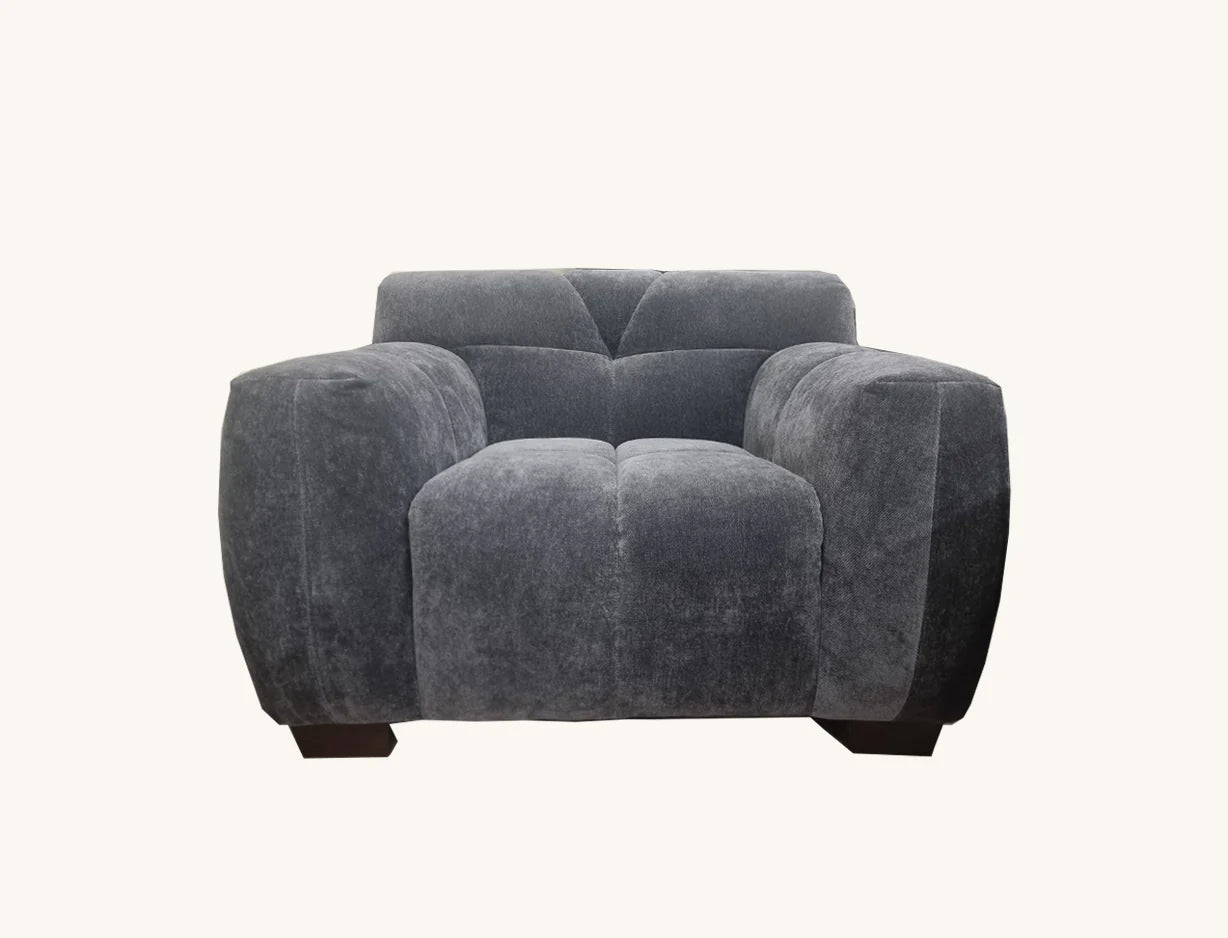 The Harlem Steel Boucle Velvet Armchair Premium Sofa Boucle Fabric