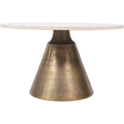 Libra Interiors Clifton II Coffee Table in Antique Brass and Travertine – Small