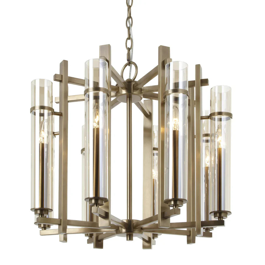 RV Astley Louis 8 Light Chandelier in Antique Brass