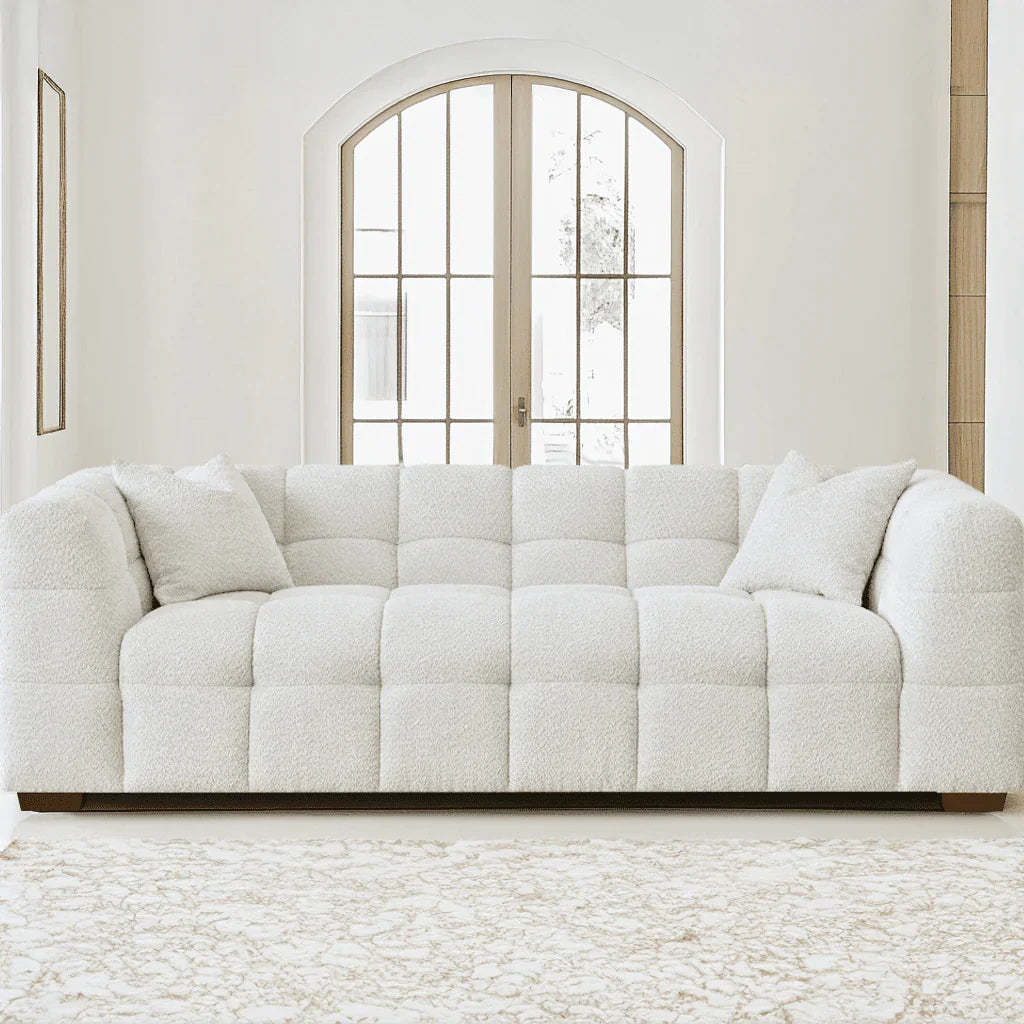 The Bubble Tribeca Ivory White Boucle 3 Seater Premium Sofa Boucle Fabric - PRE ORDER FOR MARCH 2025