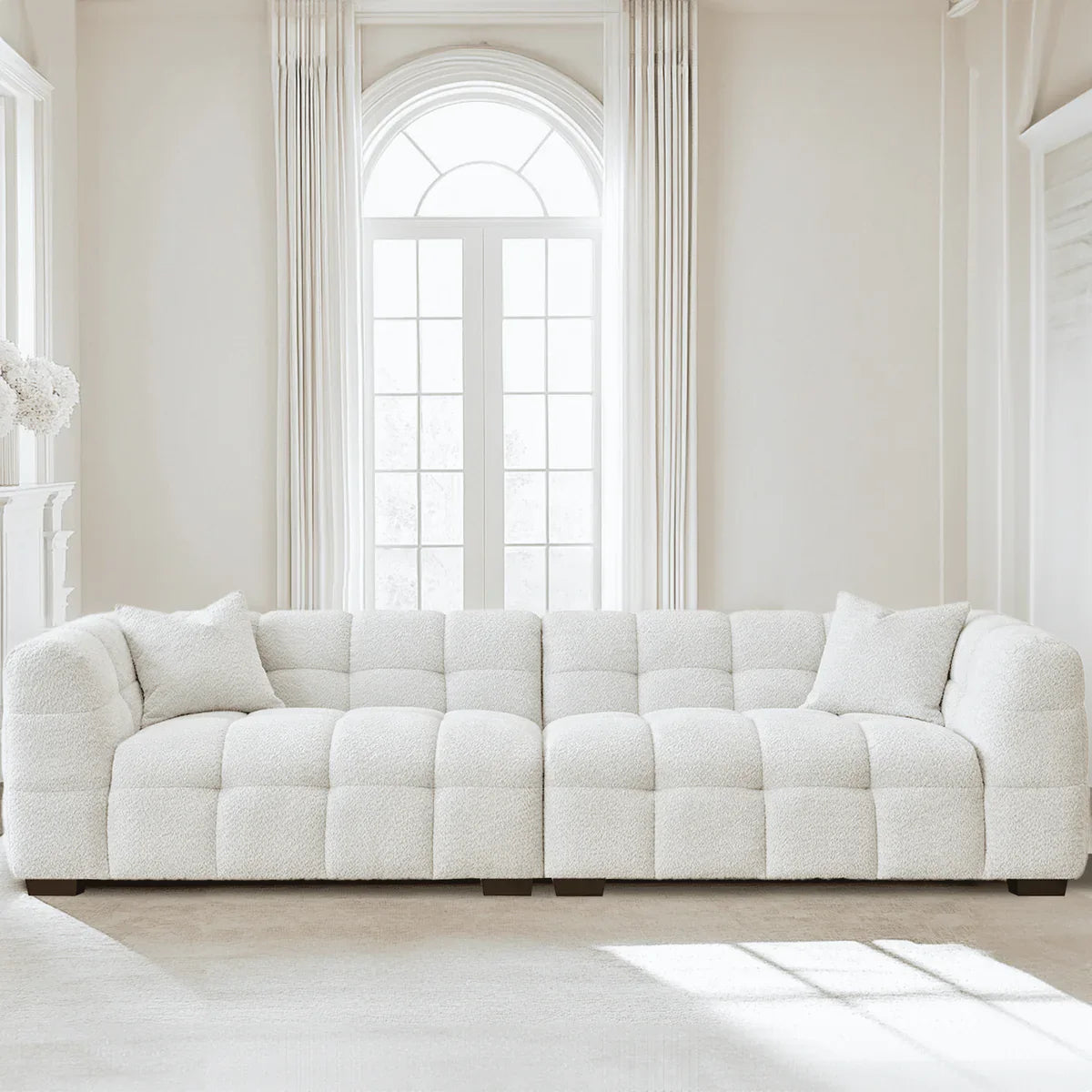 The Bubble Tribeca Ivory White Boucle 4 Seater Premium Sofa Boucle Fabric