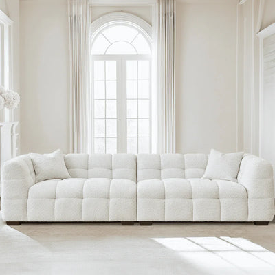 The Bubble Tribeca Ivory White Boucle 4 Seater Premium Sofa Boucle Fabric - PRE ORDER FOR APRIL 2025