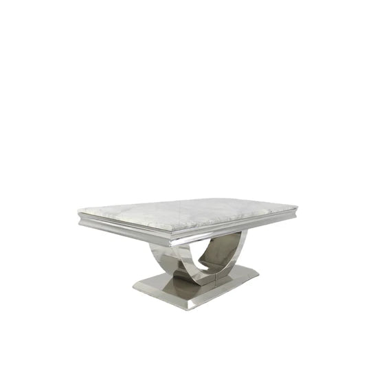 Arial 120cm Marble & Chrome Coffee Table - 6 Colours