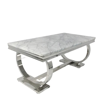 Arianna Marble & Chrome Dining Table With Valente Lion Knocker Velvet Chairs & Bench