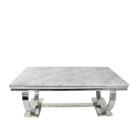 Arianna Marble & Chrome Dining Table With Valente Lion Knocker Velvet Chairs & Bench