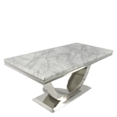 Arial 180CM Marble & Chrome Dining Table - 7 Colours