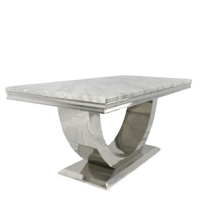 Arial 180CM Marble & Chrome Dining Table - 7 Colours