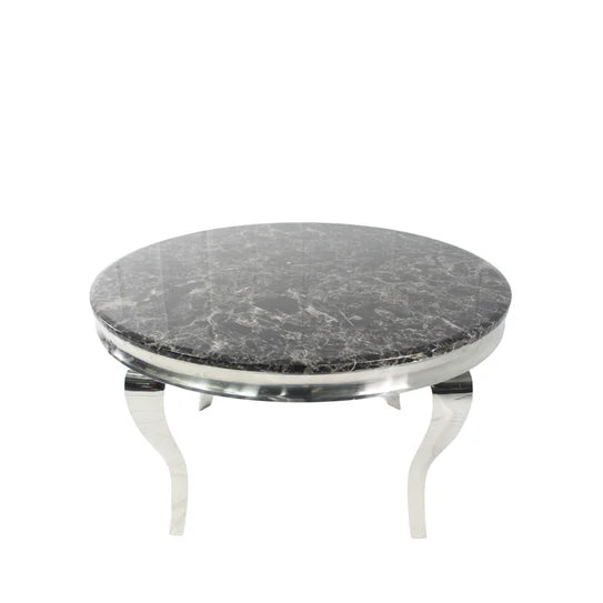 Louis 130cm Marble Round Dining Table + Valente Lion Dining Chairs