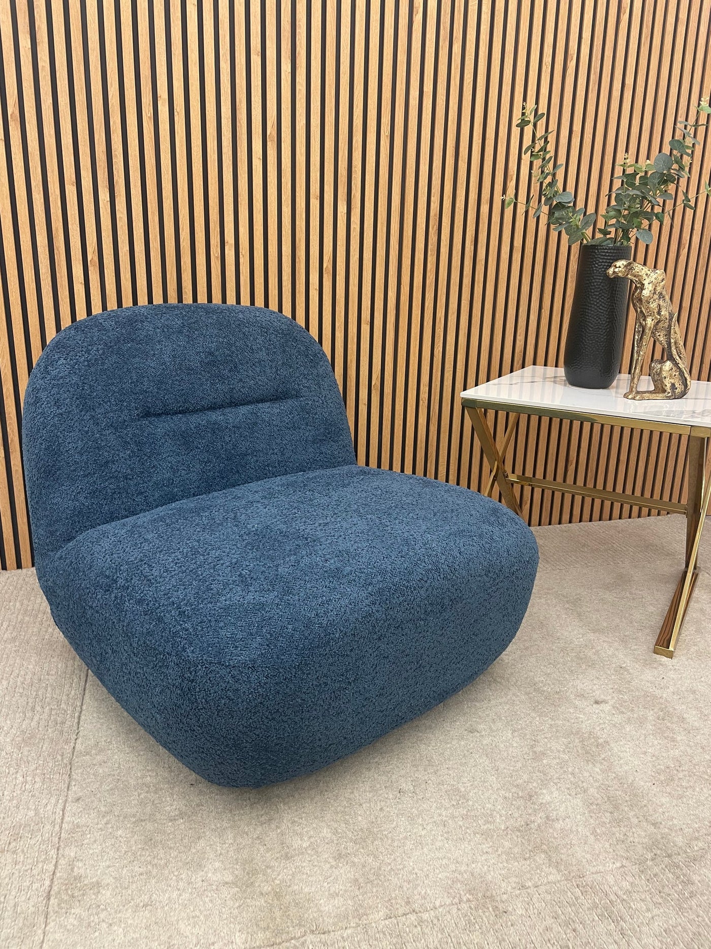 The Wave Boucle Premium Accent Swivel Boucle Fabric Chair In 6 Colours