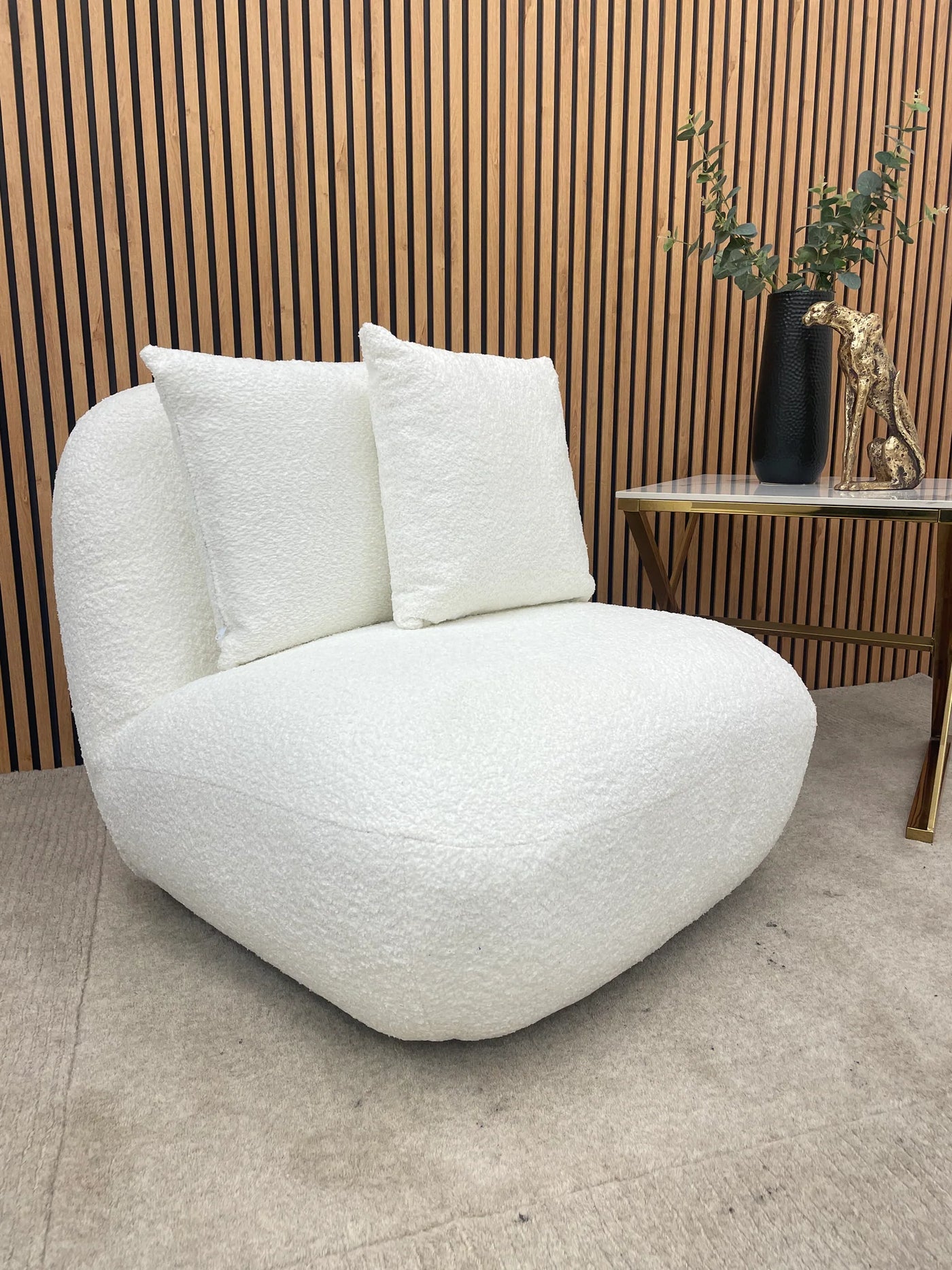 The Wave Boucle Premium Accent Swivel Boucle Fabric Chair In 6 Colours