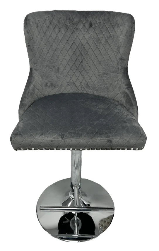 Valente Lion Knocker Quilted Tufted Shimmer Velvet BAR STOOLS - 3 Colours