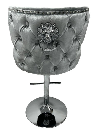 Valente Lion Knocker Quilted Tufted Shimmer Velvet BAR STOOLS - 3 Colours