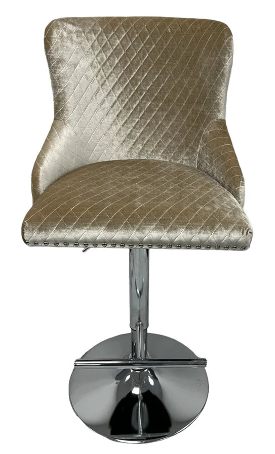 Valente Lion Knocker Quilted Tufted Shimmer Velvet BAR STOOLS - 3 Colours