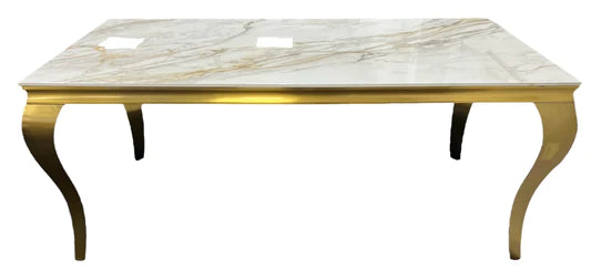 Louis Gold Marble Dining Table In 7 Sizes & Colours