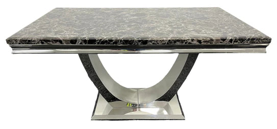 Arial 180CM Marble & Chrome Dining Table - 7 Colours