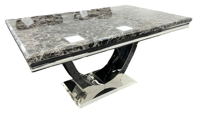 Arial 180CM Marble & Chrome Dining Table - 7 Colours