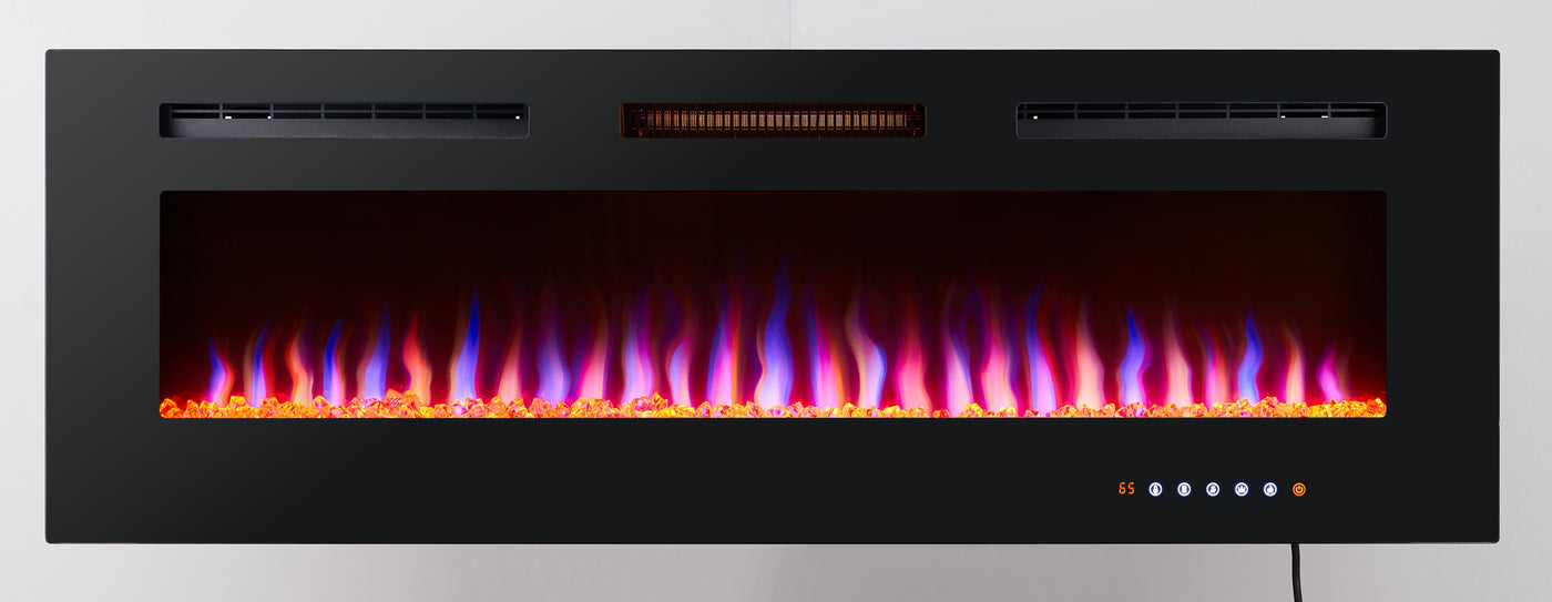 Luminis Black 50" WI-FI Insert Electric Fire 10 Colour LED Glass Wall Mounted Inset