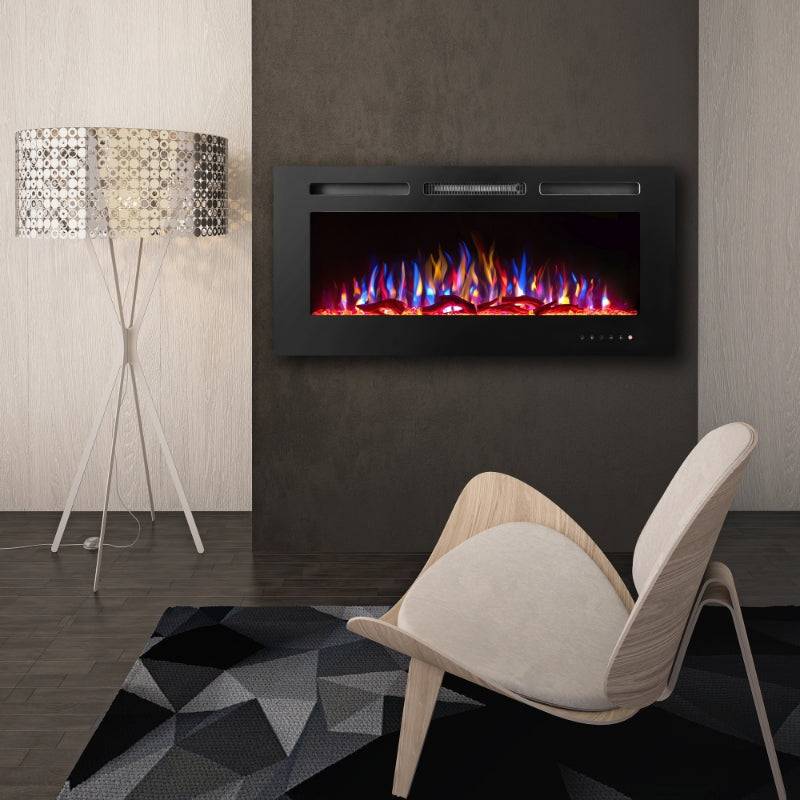 Luminis Black 50" WI-FI Insert Electric Fire 10 Colour LED Glass Wall Mounted Inset