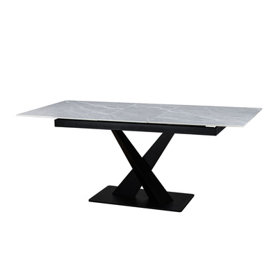 Toronto 140-180cm Grey Matt Ceramic Marble Extending Dining Table With Velvet Dining Chairs