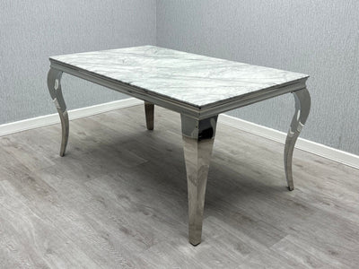 Louis Marble 150CM Dining Table + Victoria Grey Ring Chairs, Bench Option