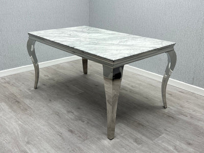 Louis Marble 180CM Dining Table + Victoria Grey Ring Chairs, Bench Option
