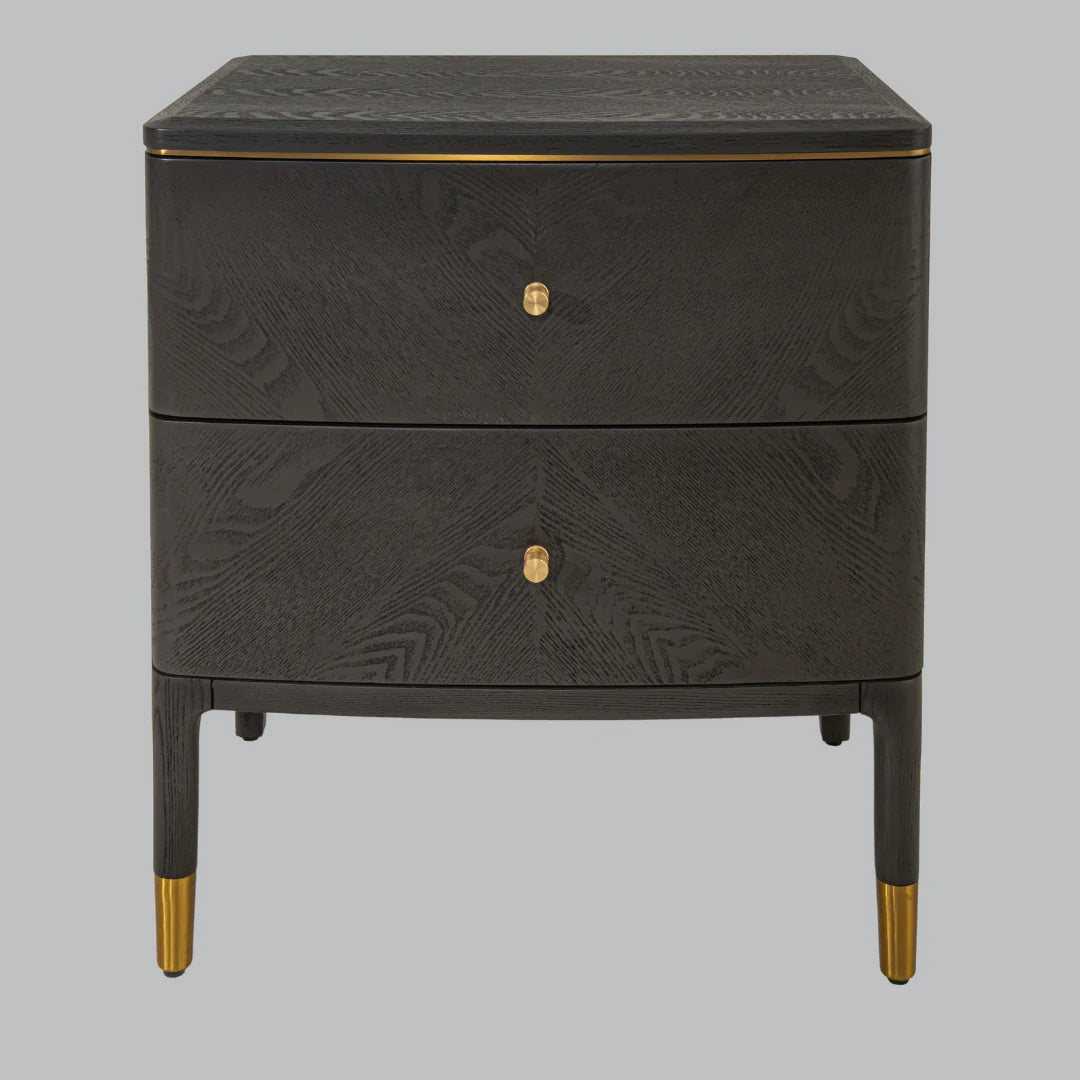 Marlow Dark Grey & Brass 2 Drawer Side Table