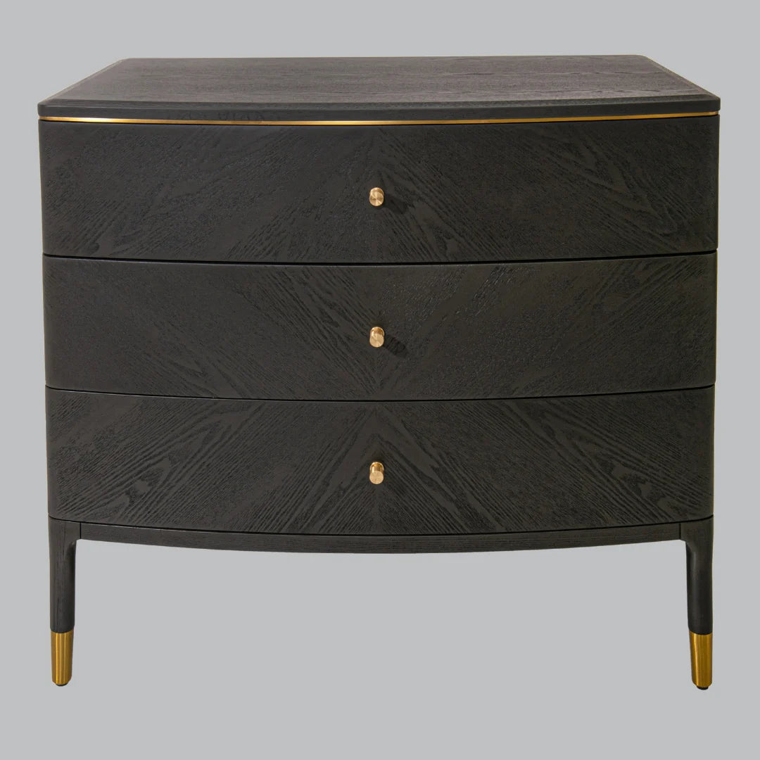 Marlow Dark Grey & Brass 3 Drawer Chest