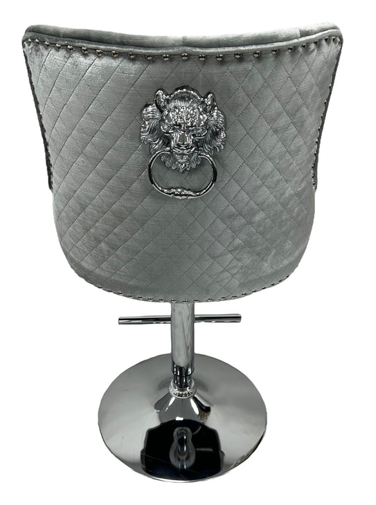 Roma Lion Knocker Quilted Tufted Shimmer Velvet BAR STOOLS - 3 Colours